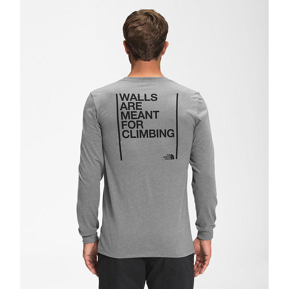 The North Face Long Sleeve Walls Ανδρικα Μπλούζα Με Μακρύ Μανίκι - Γκρι (ARDU97308)